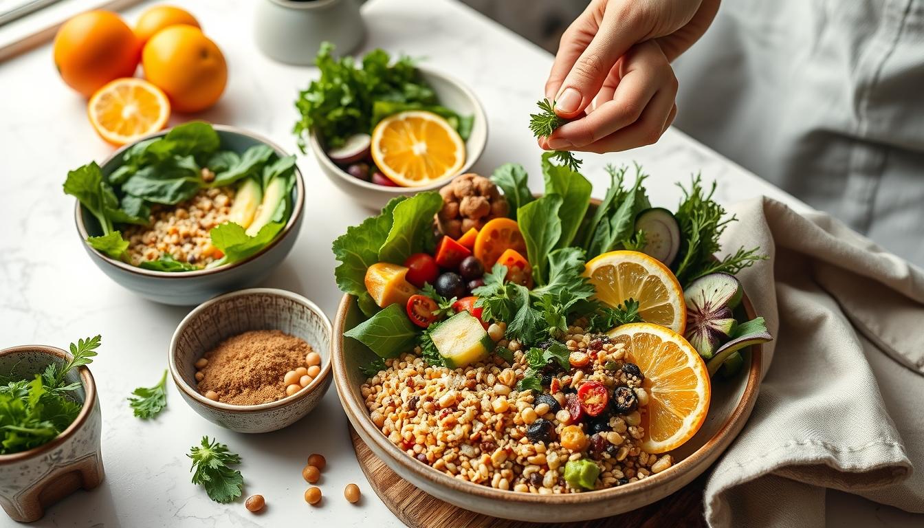 Ingredients prepared for a simple home dinner